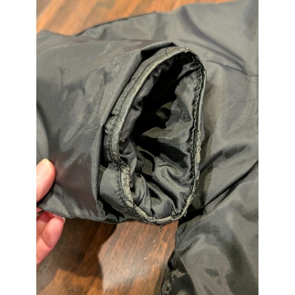 National Patrol Jacket Mens Large Black Bomber Fur Collar Quilted Flag Patch - Picture 9 of 12